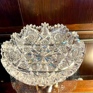 American Brilliant Cut Glass Low Bowl